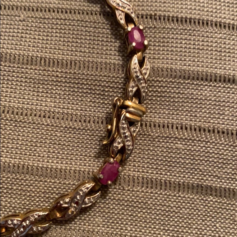 Sterling Silver Ruby Real Ruby Stone Bracelet - image 2